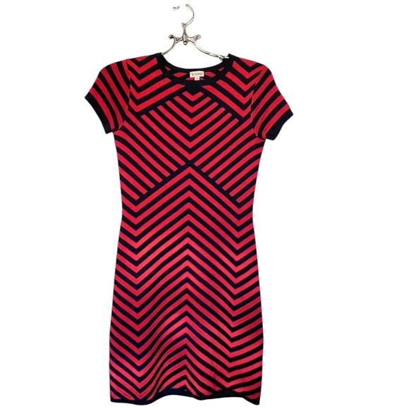 Cremieux Red and Navy Chevron Sweater Dress Size XS - Picture 1 of 8